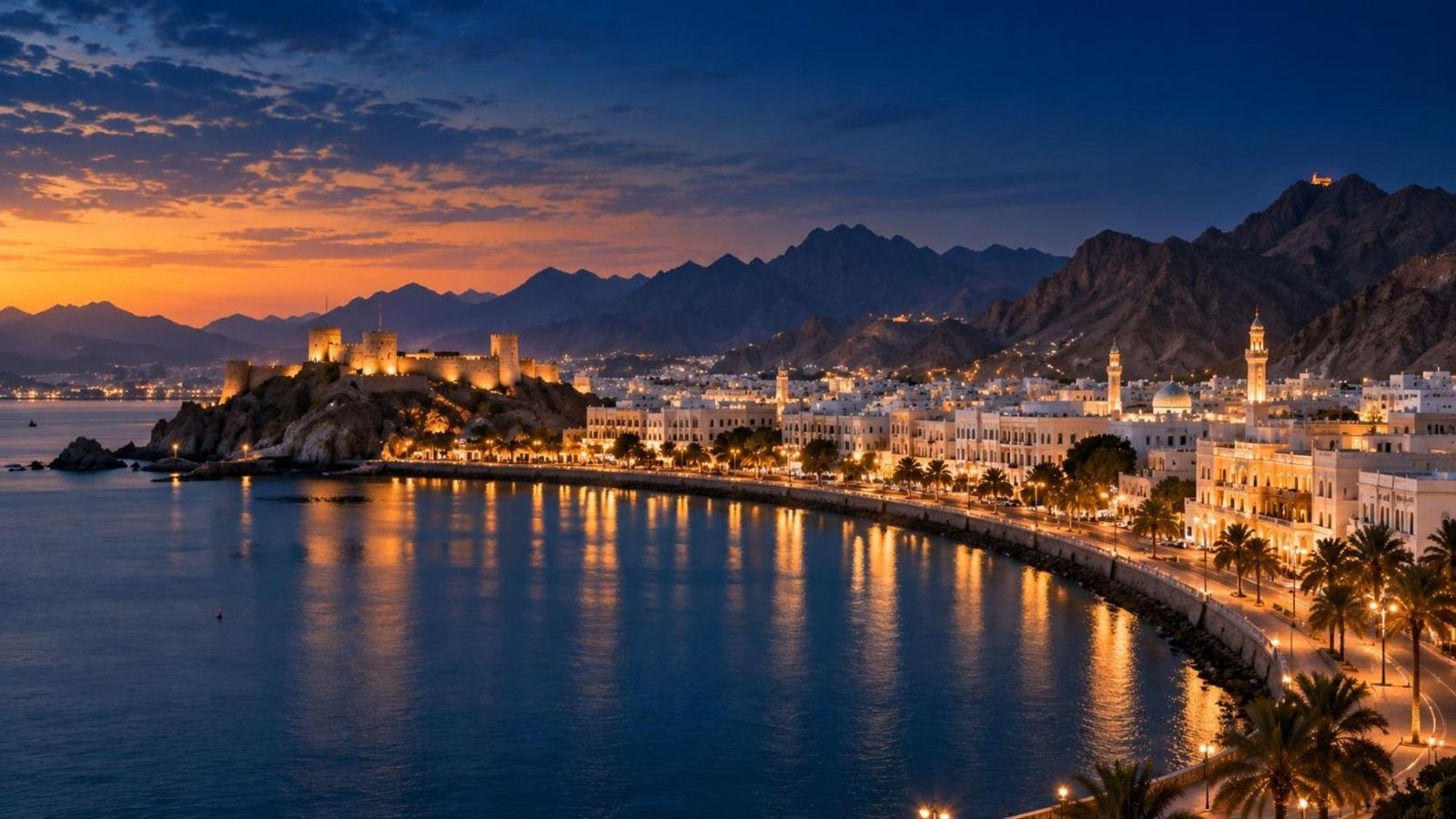Muscat corniche at sunset